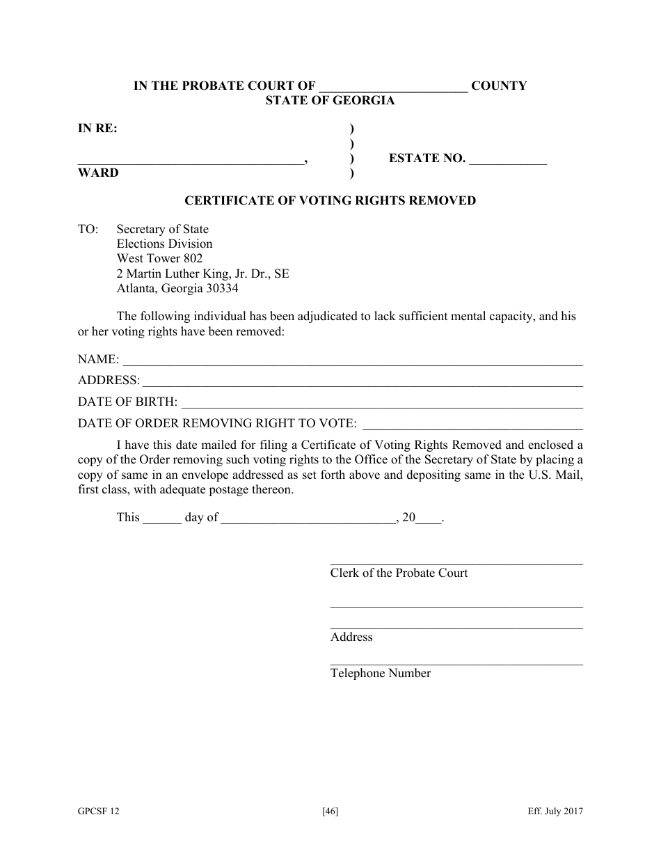 Form GPCSF12 Petition for Appointment of a Guardian and / or Conservator for a Proposed Ward - Georgia (United States), Page 48