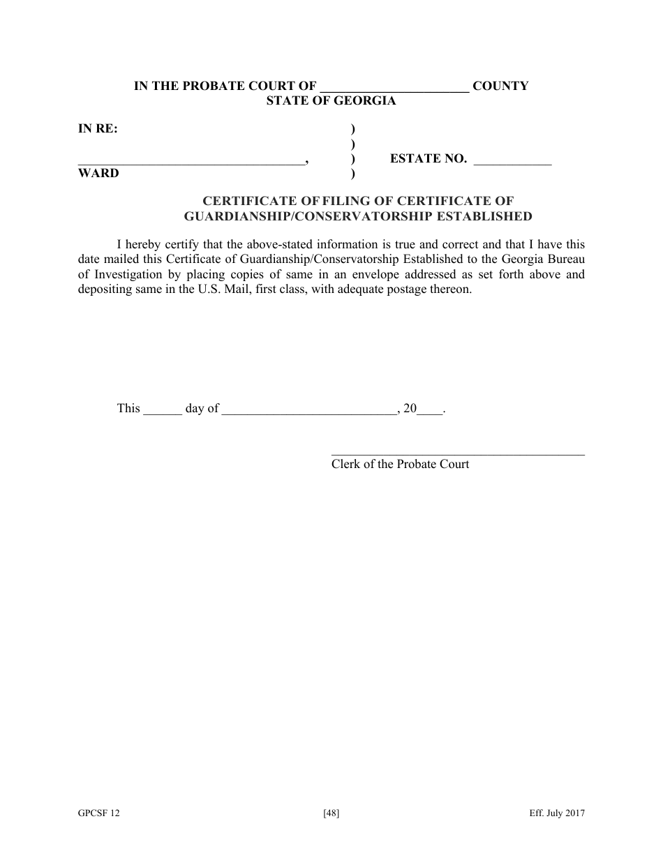 Form GPCSF12 Petition for Appointment of a Guardian and / or Conservator for a Proposed Ward - Georgia (United States), Page 50