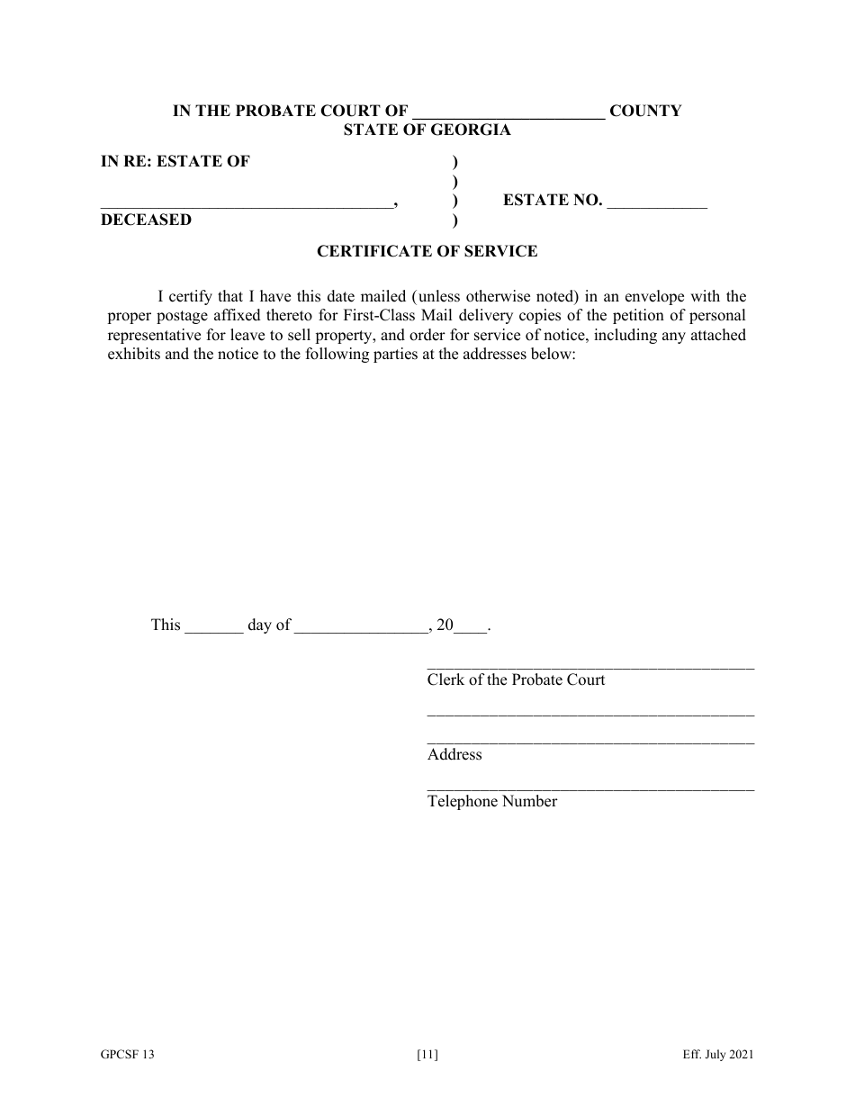 Form GPCSF13 Petition for Leave to Sell Property - Georgia (United States), Page 13