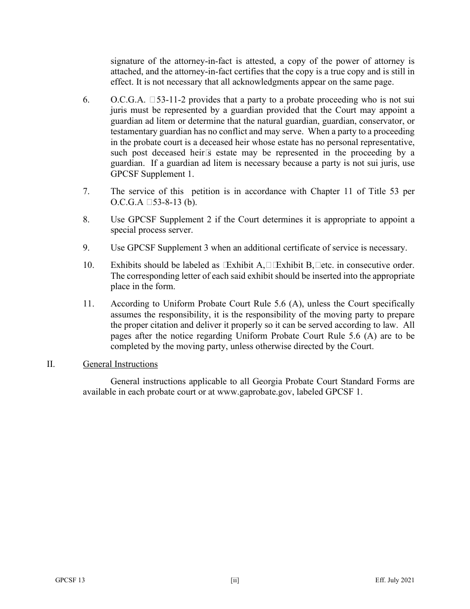 Form GPCSF13 Petition for Leave to Sell Property - Georgia (United States), Page 2