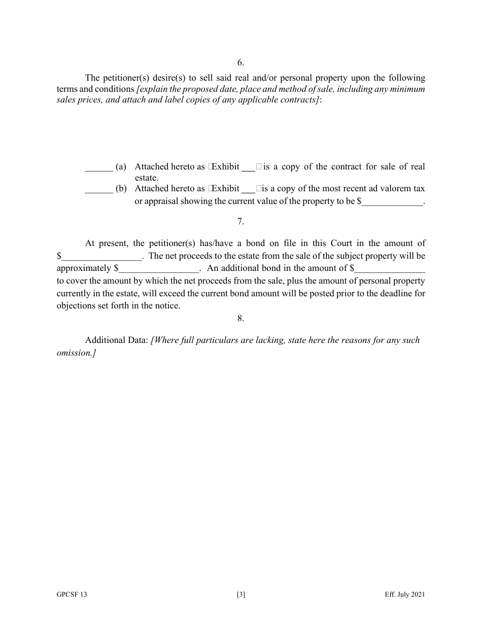 Form GPCSF13 Petition for Leave to Sell Property - Georgia (United States), Page 5