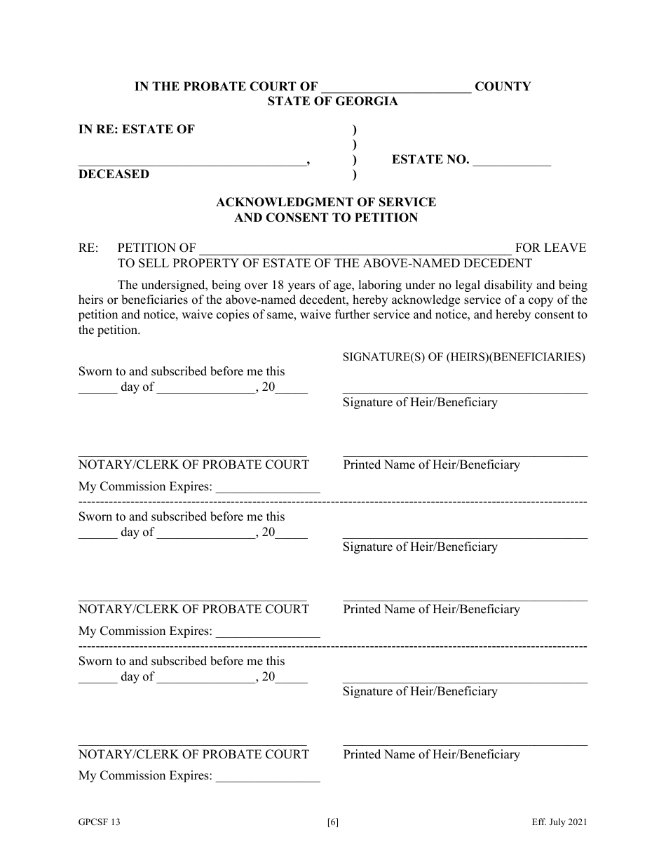 Form GPCSF13 Petition for Leave to Sell Property - Georgia (United States), Page 8