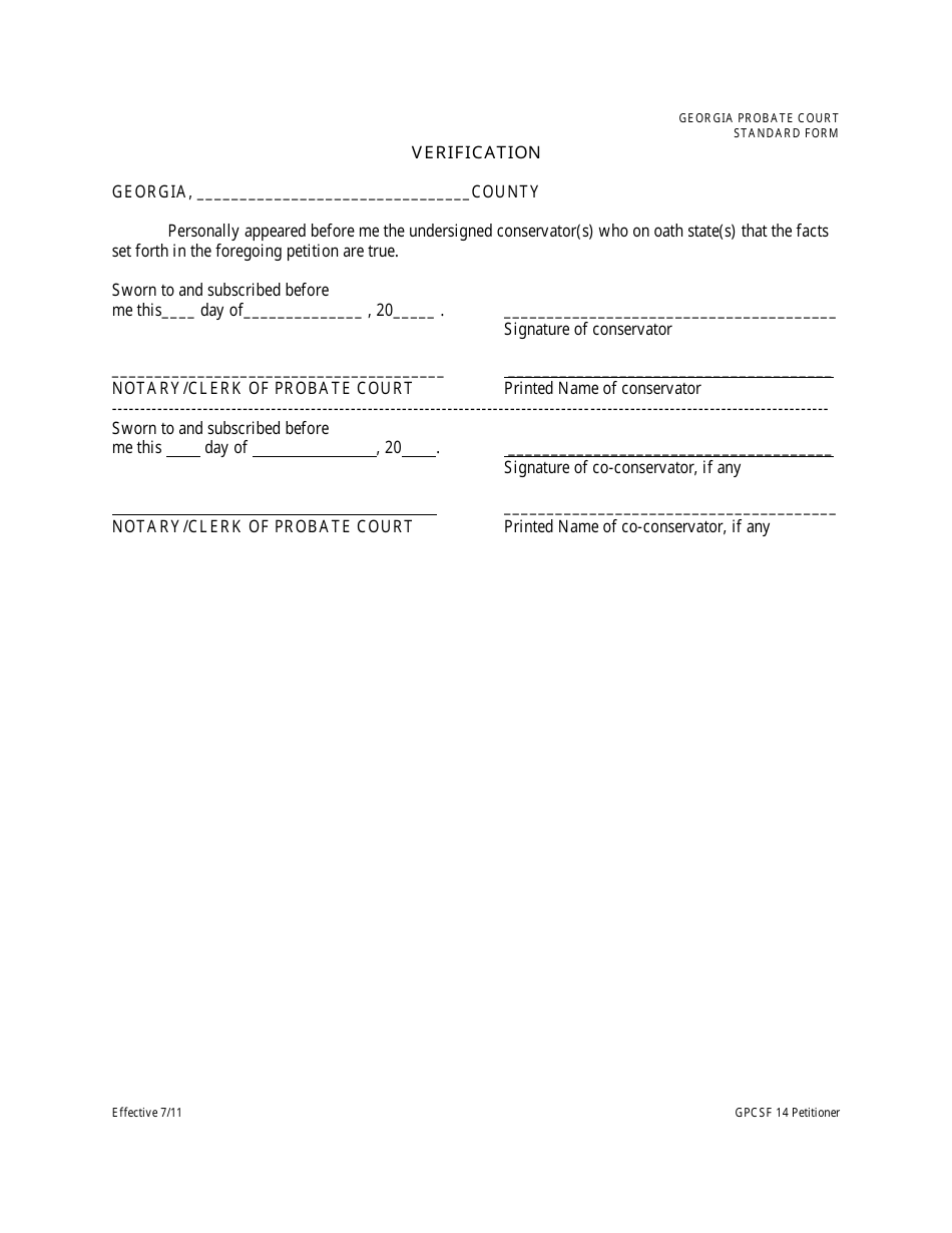 Form GPCSF14 Petition of Conservator for Leave to Sell Real or Personal Property or Rent, Lease, or Otherwise Dispose of Said Property - Georgia (United States), Page 5