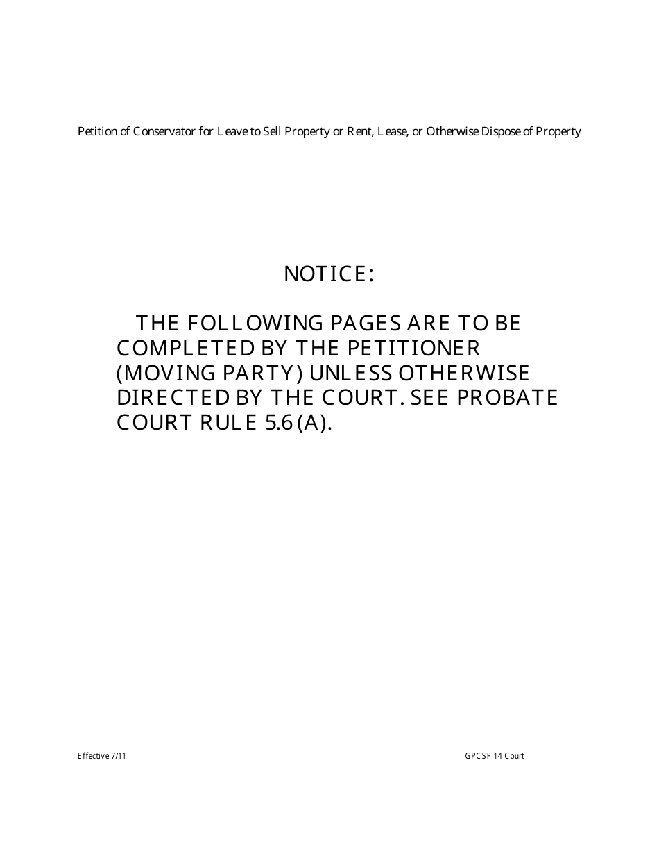 Form GPCSF14 Petition of Conservator for Leave to Sell Real or Personal Property or Rent, Lease, or Otherwise Dispose of Said Property - Georgia (United States), Page 6