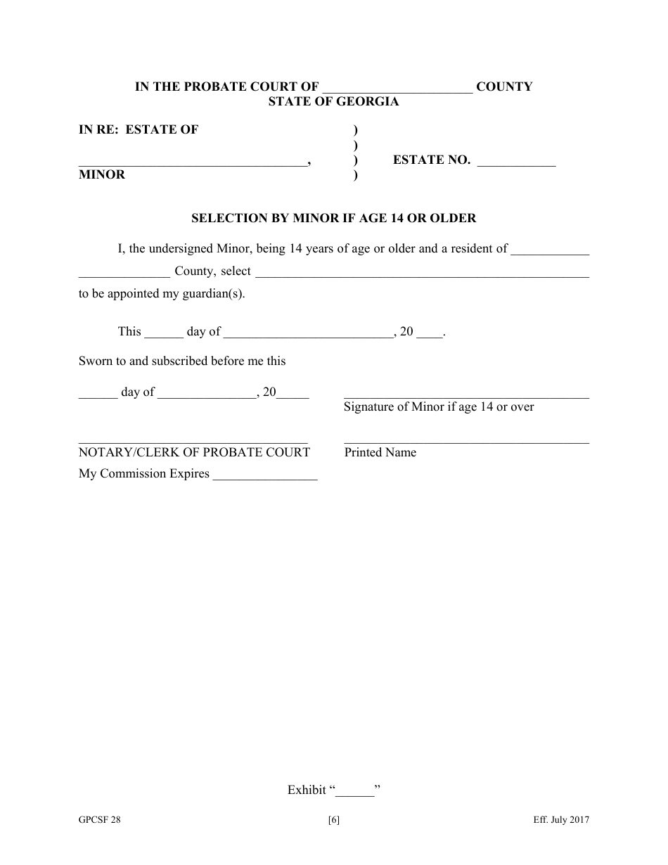 Form GPCSF28 Petition for Temporary Letters of Guardianship of Minor - Georgia (United States), Page 8