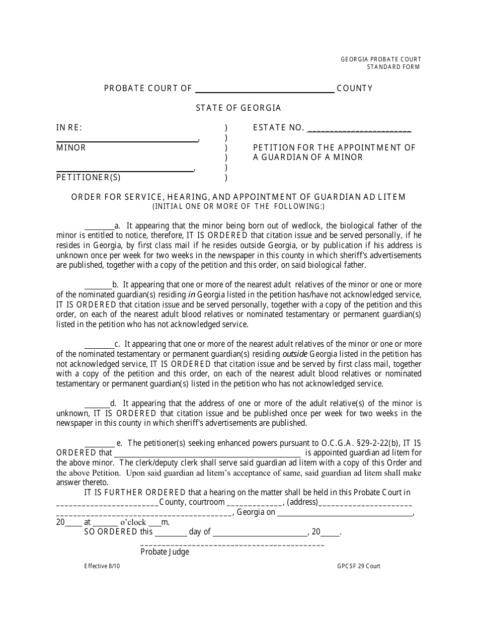 Form Gpcsf29 - Fill Out, Sign Online And Download Printable Pdf 