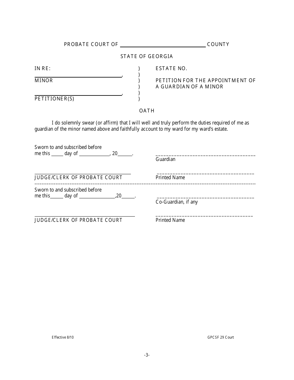 Form GPCSF29 Petition for Permanent Letters of Guardianship of Minor - Georgia (United States), Page 17
