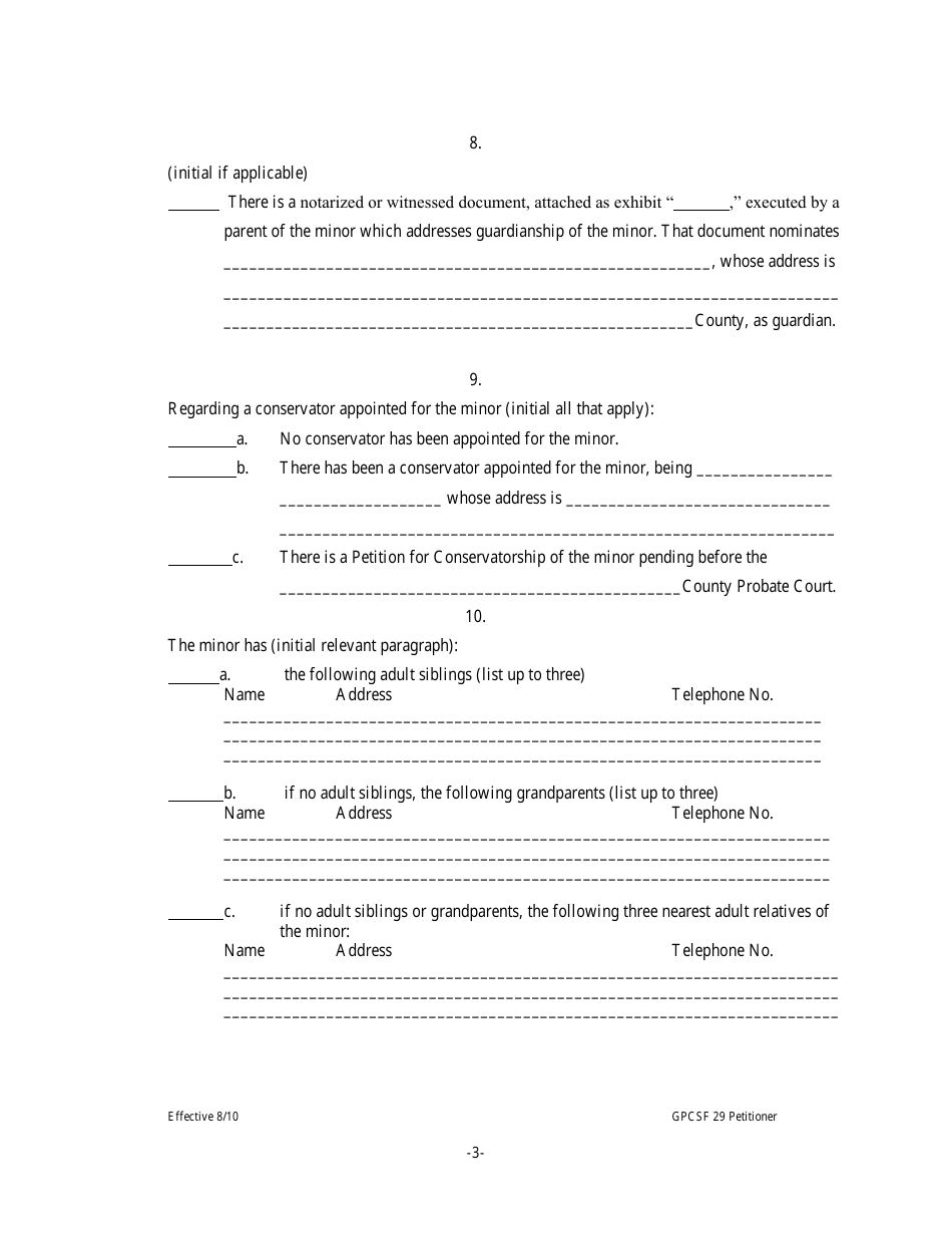 Form GPCSF29 Petition for Permanent Letters of Guardianship of Minor - Georgia (United States), Page 5