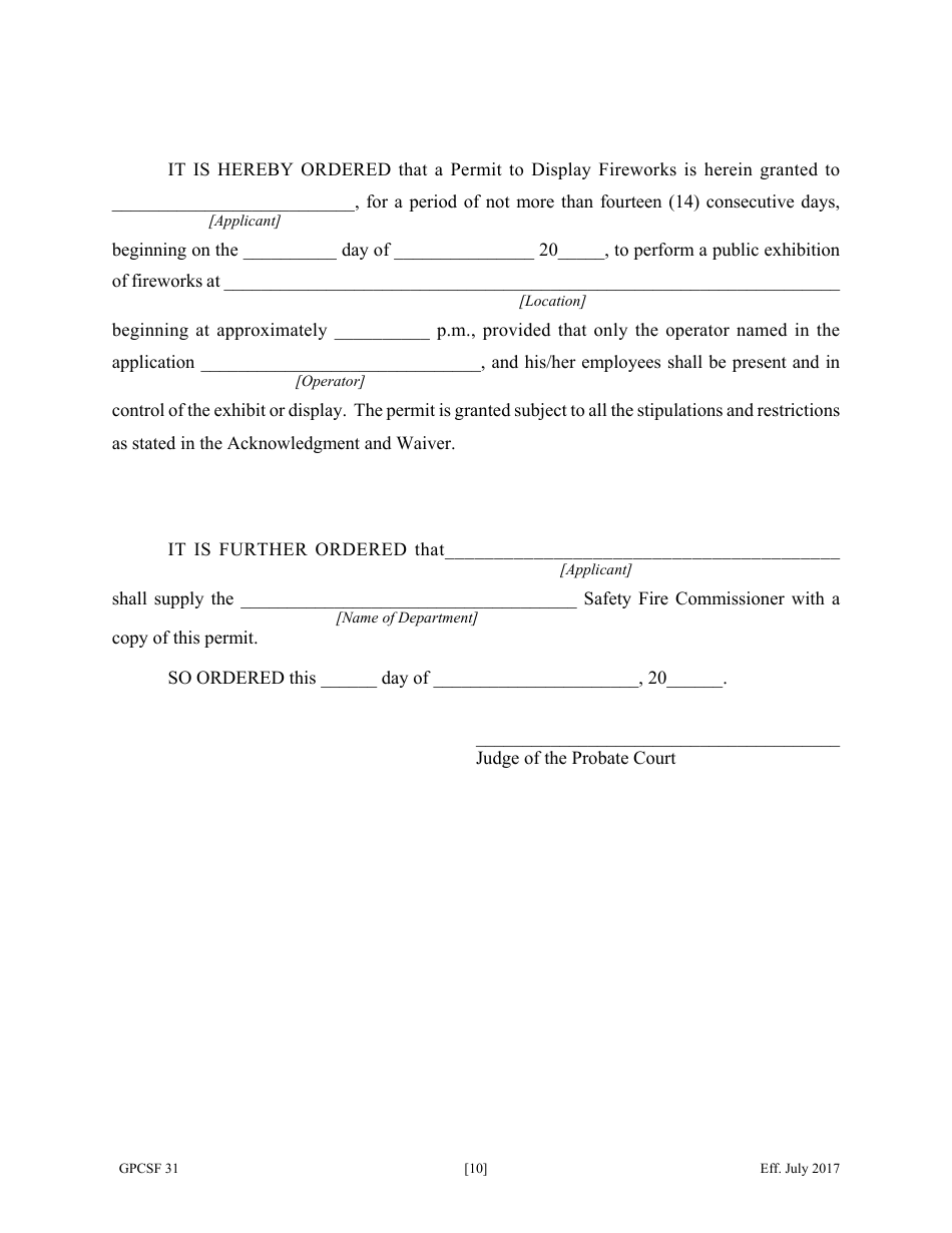 Form GPCSF31 Application for Permit to Conduct Public Fireworks Display - Georgia (United States), Page 12