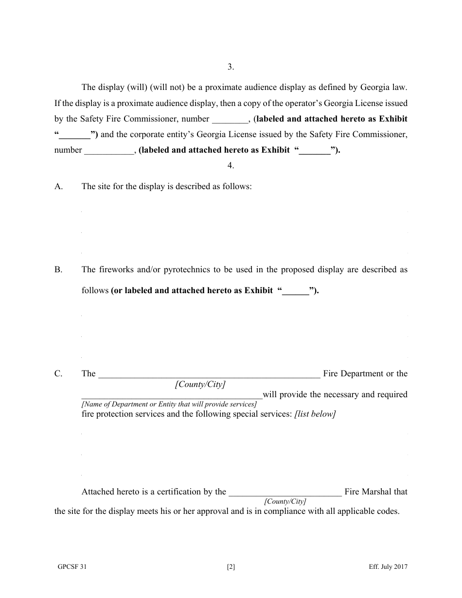 Form GPCSF31 Application for Permit to Conduct Public Fireworks Display - Georgia (United States), Page 4