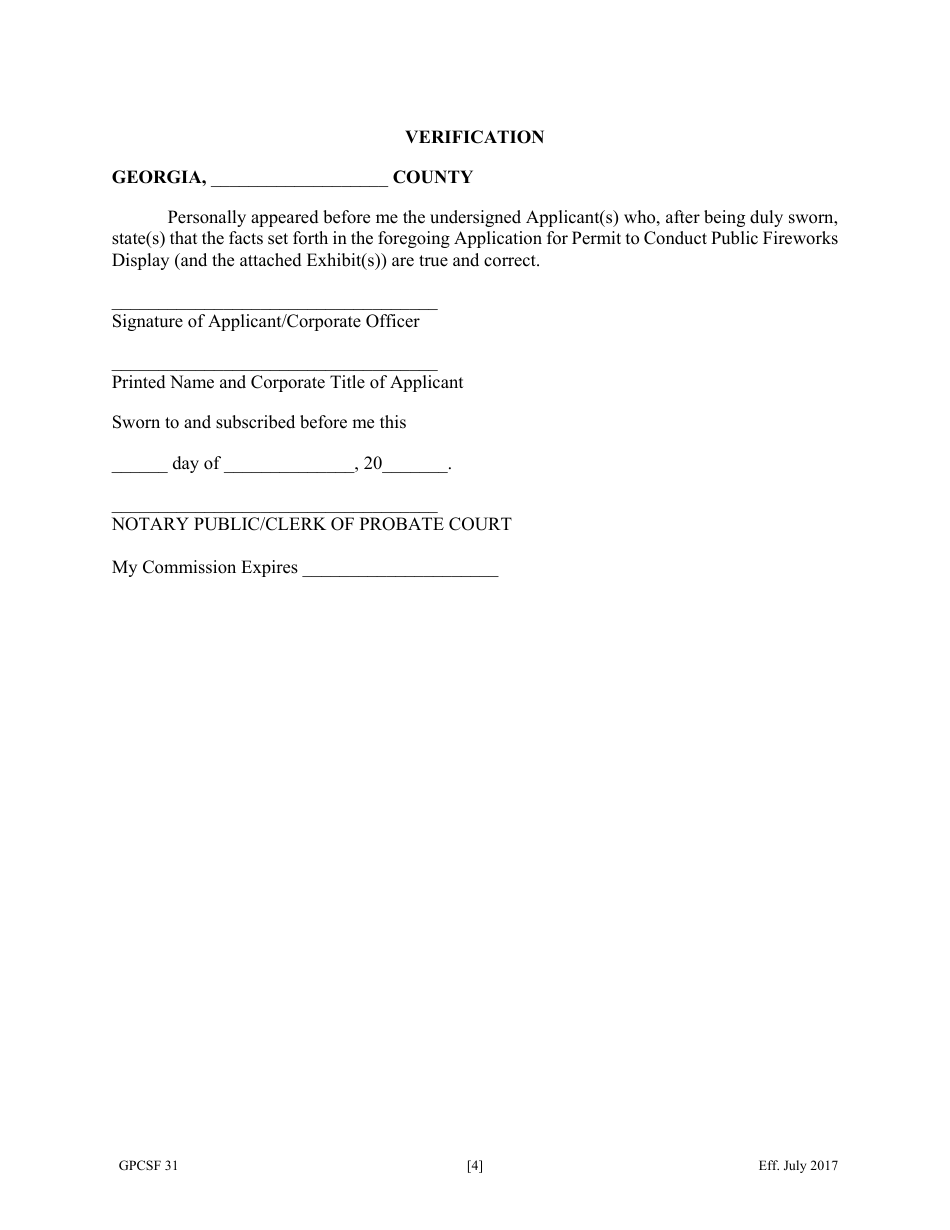 Form GPCSF31 Application for Permit to Conduct Public Fireworks Display - Georgia (United States), Page 6