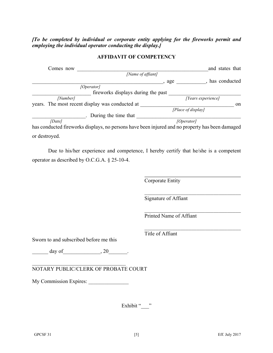 Form GPCSF31 Application for Permit to Conduct Public Fireworks Display - Georgia (United States), Page 7
