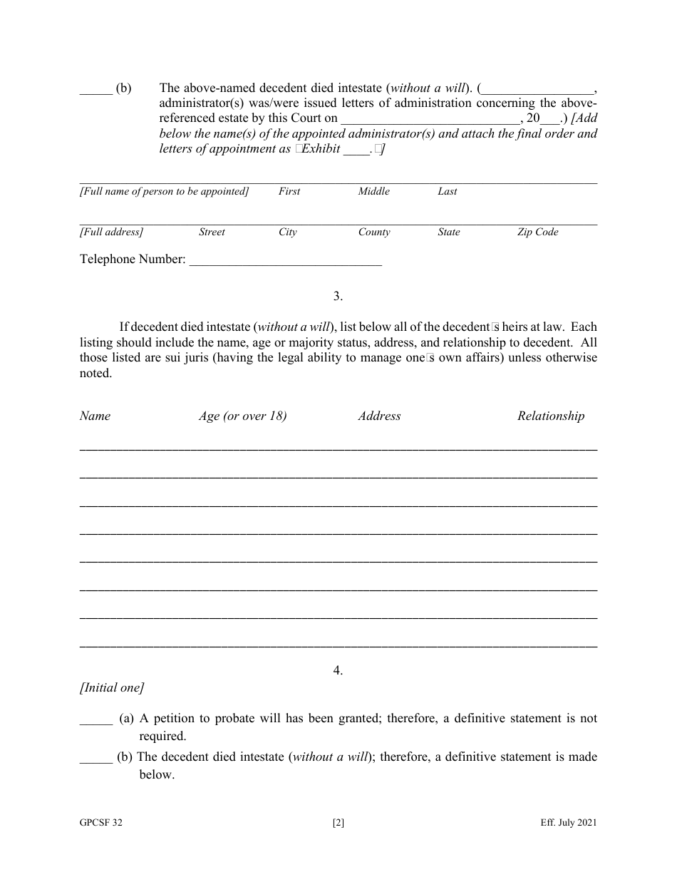 Form GPCSF32 Etition by Personal Representative for Waiver of Bond, Waiver of Reports, Waiver of Statements, and / or Grant of Certain Powers - Georgia (United States), Page 4