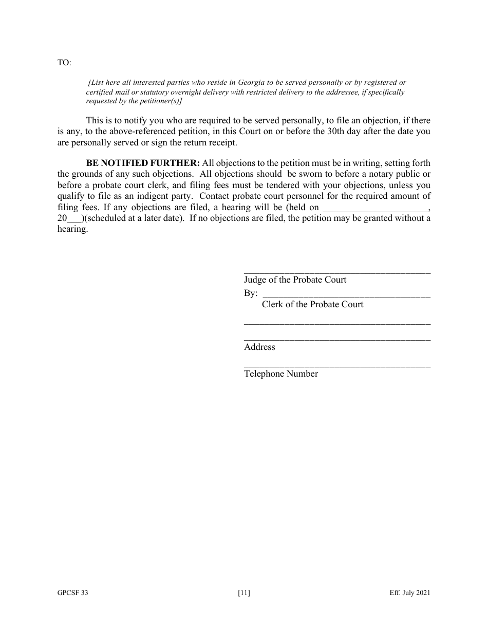 Form GPCSF33 Petition for Discharge of Personal Representative - Georgia (United States), Page 13