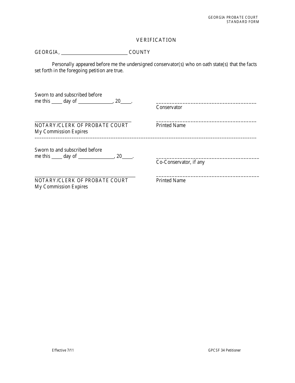 Form GPCSF34 Petition of Conservator for Final Settlement of Accounts and Discharge From Office and Liability - Georgia (United States), Page 6