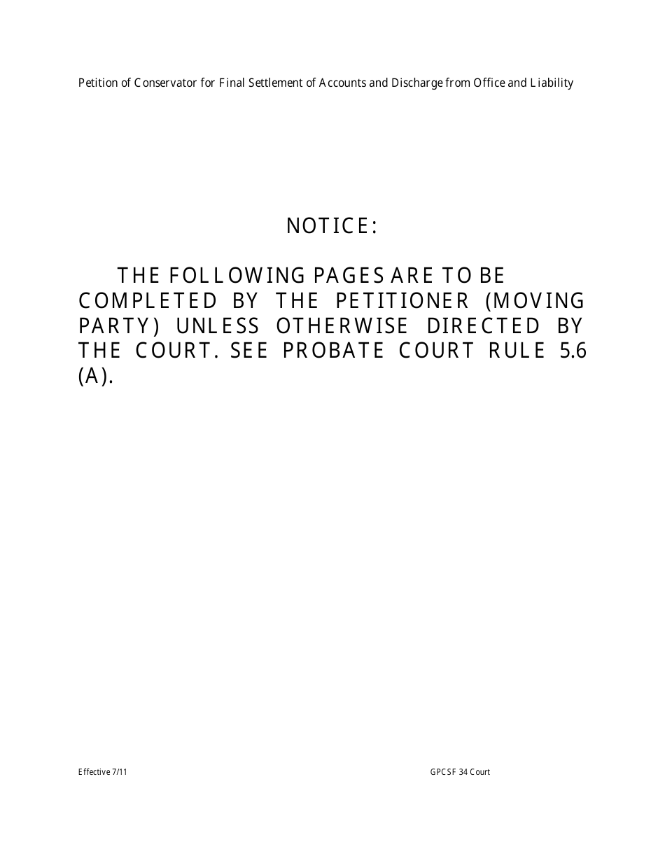 Form GPCSF34 Petition of Conservator for Final Settlement of Accounts and Discharge From Office and Liability - Georgia (United States), Page 8