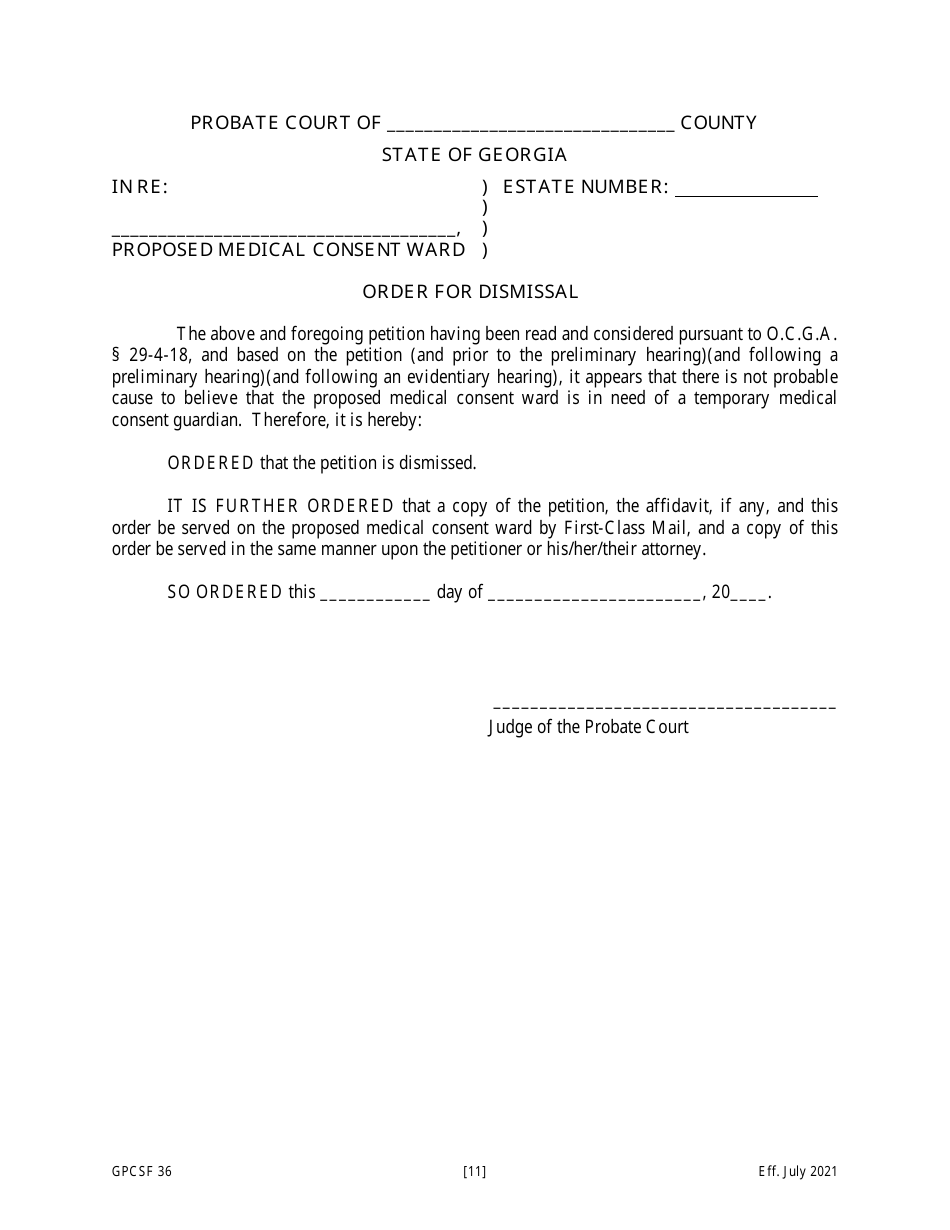 Form GPCSF36 Petition for the Appointment of a Temporary Medical Consent Guardian for a Proposed Medical Consent Ward - Georgia (United States), Page 13