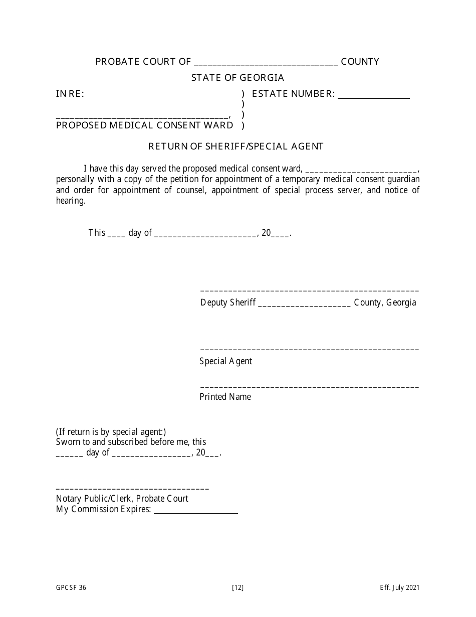 Form GPCSF36 Petition for the Appointment of a Temporary Medical Consent Guardian for a Proposed Medical Consent Ward - Georgia (United States), Page 14