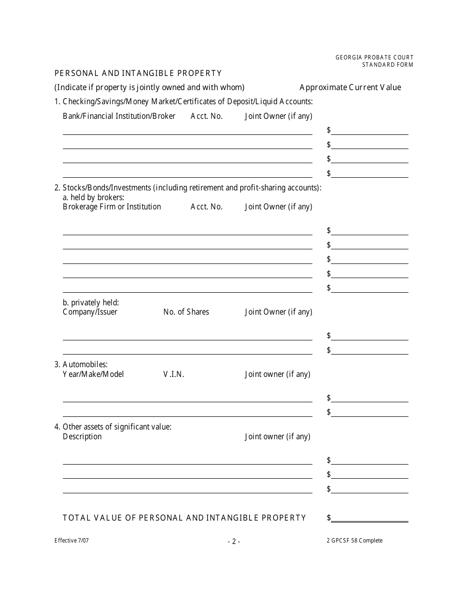 Form Gpcsf58 - Fill Out, Sign Online And Download Printable Pdf 