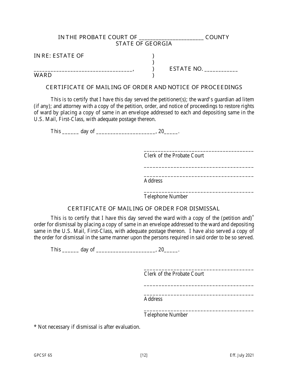 Form GPCSF65 Petition for Termination of Guardianship / Conservatorship and Restoration of Rights - Georgia (United States), Page 13