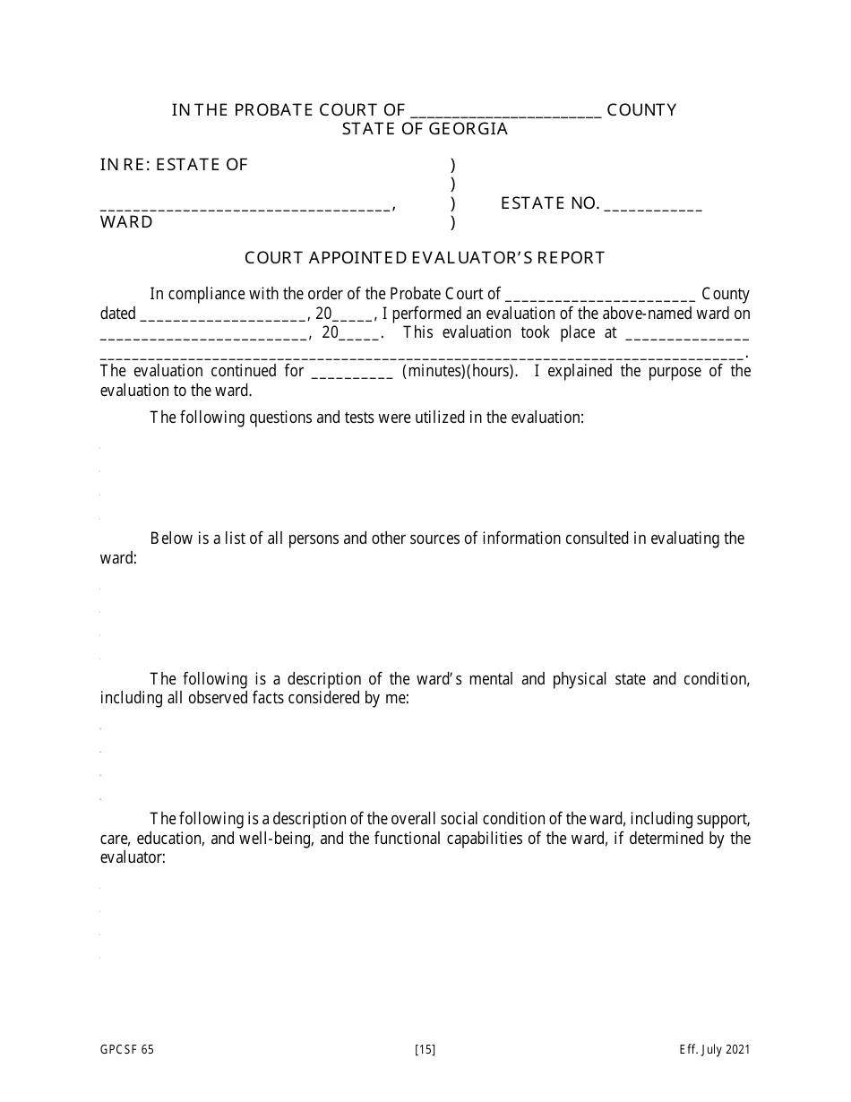 Form GPCSF65 Petition for Termination of Guardianship / Conservatorship and Restoration of Rights - Georgia (United States), Page 16