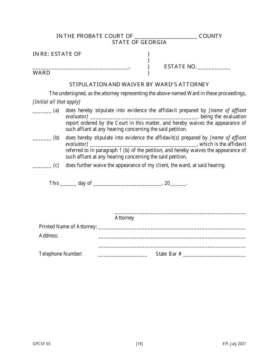 Form GPCSF65 Petition for Termination of Guardianship / Conservatorship and Restoration of Rights - Georgia (United States), Page 20
