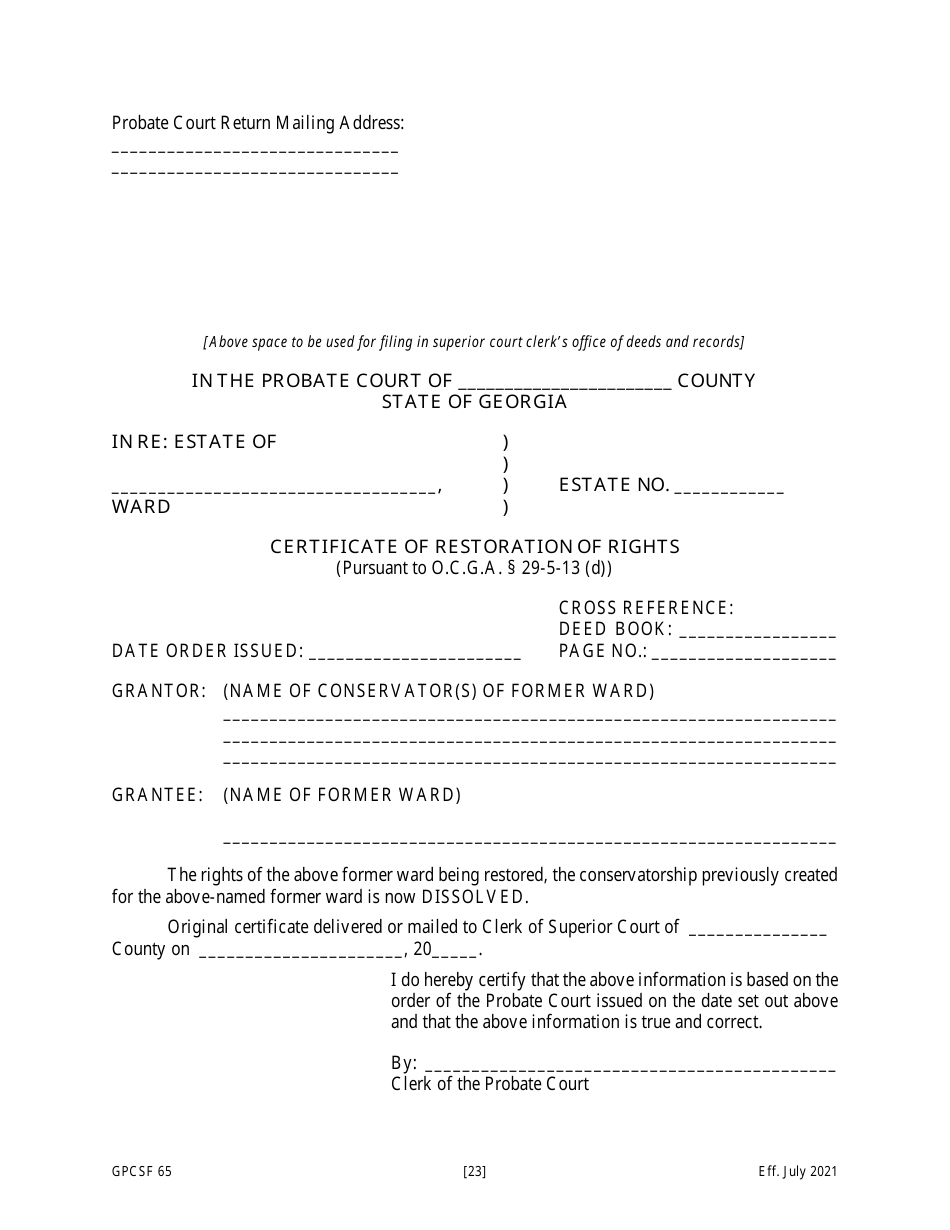 Form GPCSF65 Petition for Termination of Guardianship / Conservatorship and Restoration of Rights - Georgia (United States), Page 24