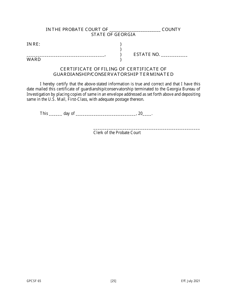Form GPCSF65 Petition for Termination of Guardianship / Conservatorship and Restoration of Rights - Georgia (United States), Page 26