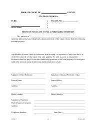Form GPCSF71 Petition for Leave to Sell Perishable Property by Personal Representative - Georgia (United States), Page 2