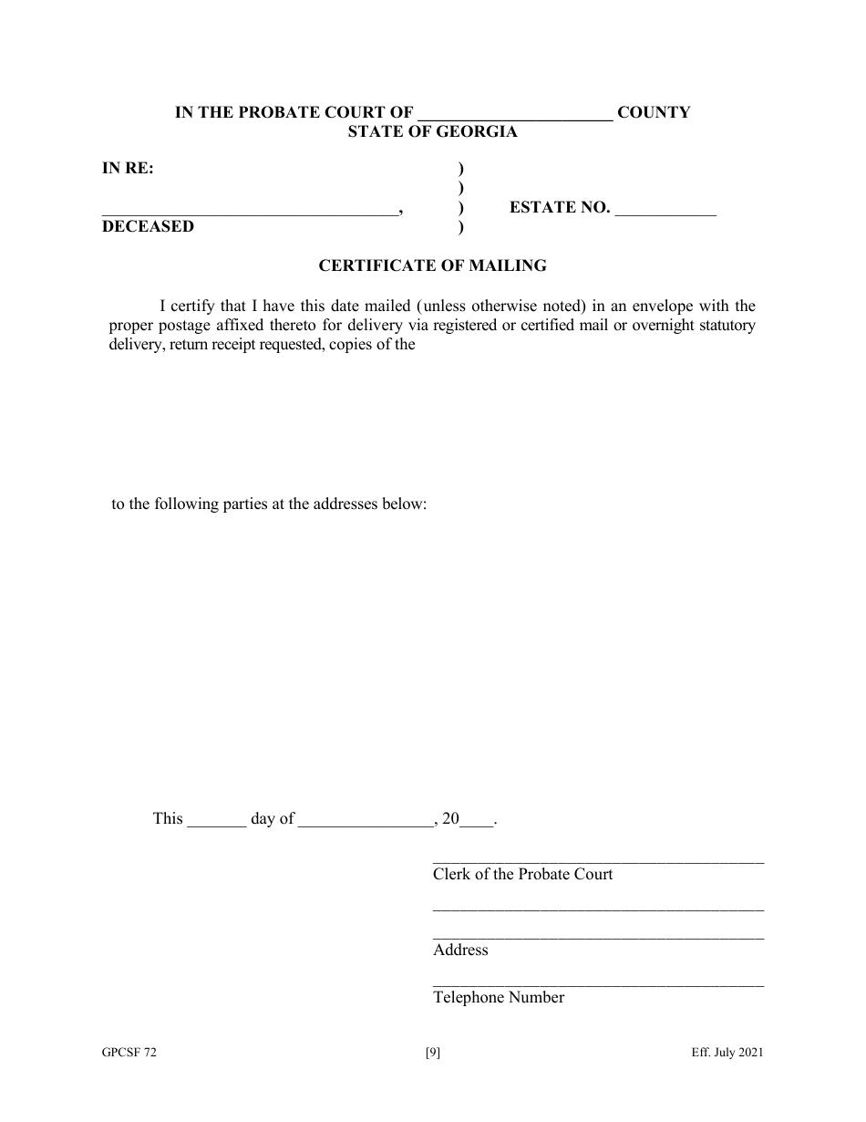 Form GPCSF72 Petition for Determination of Right of Disposition of Remains of a Decedent - Georgia (United States), Page 10