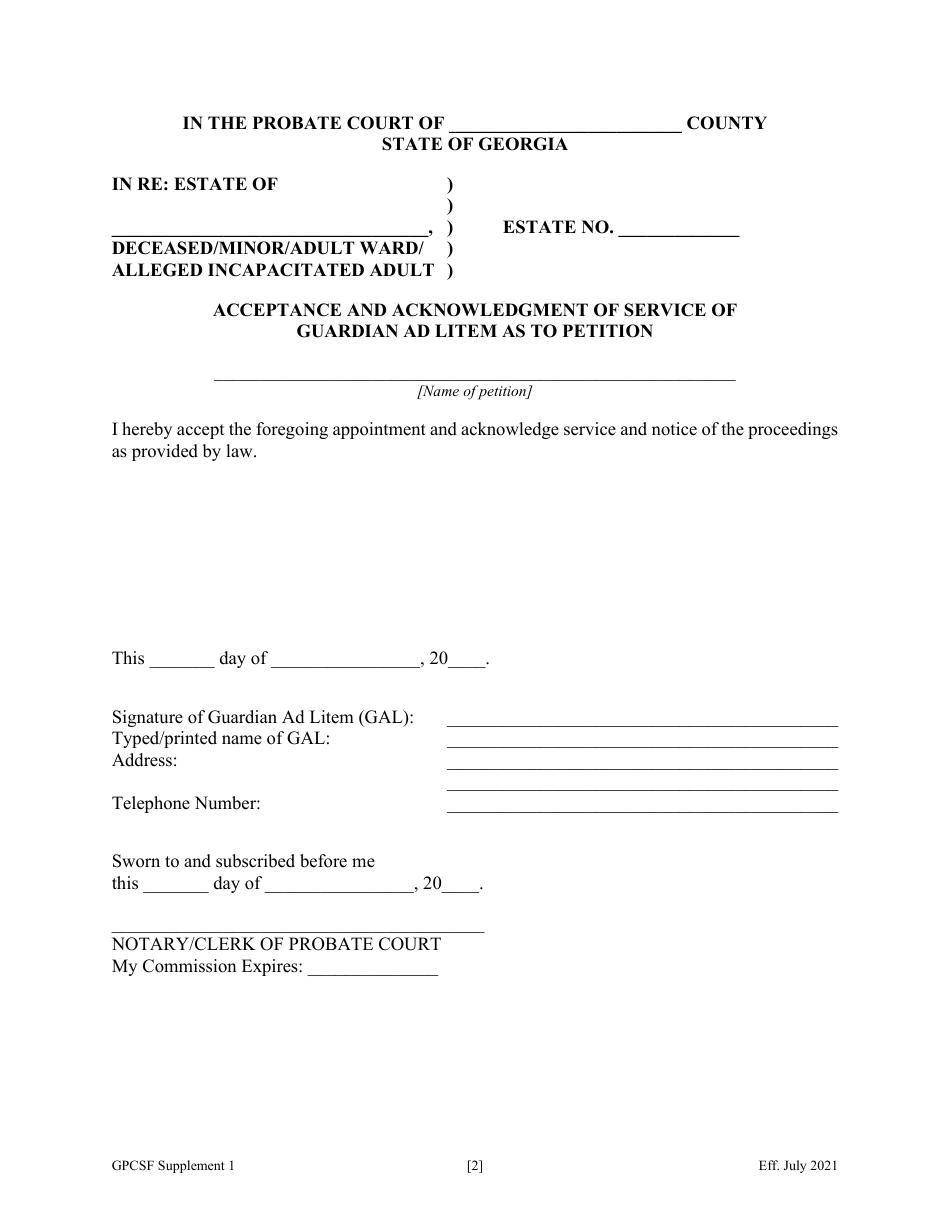 Supplement 1 Determination by Court That a Person May Act as Guardian or Appointment of Guardian Ad Litem - Georgia (United States), Page 3
