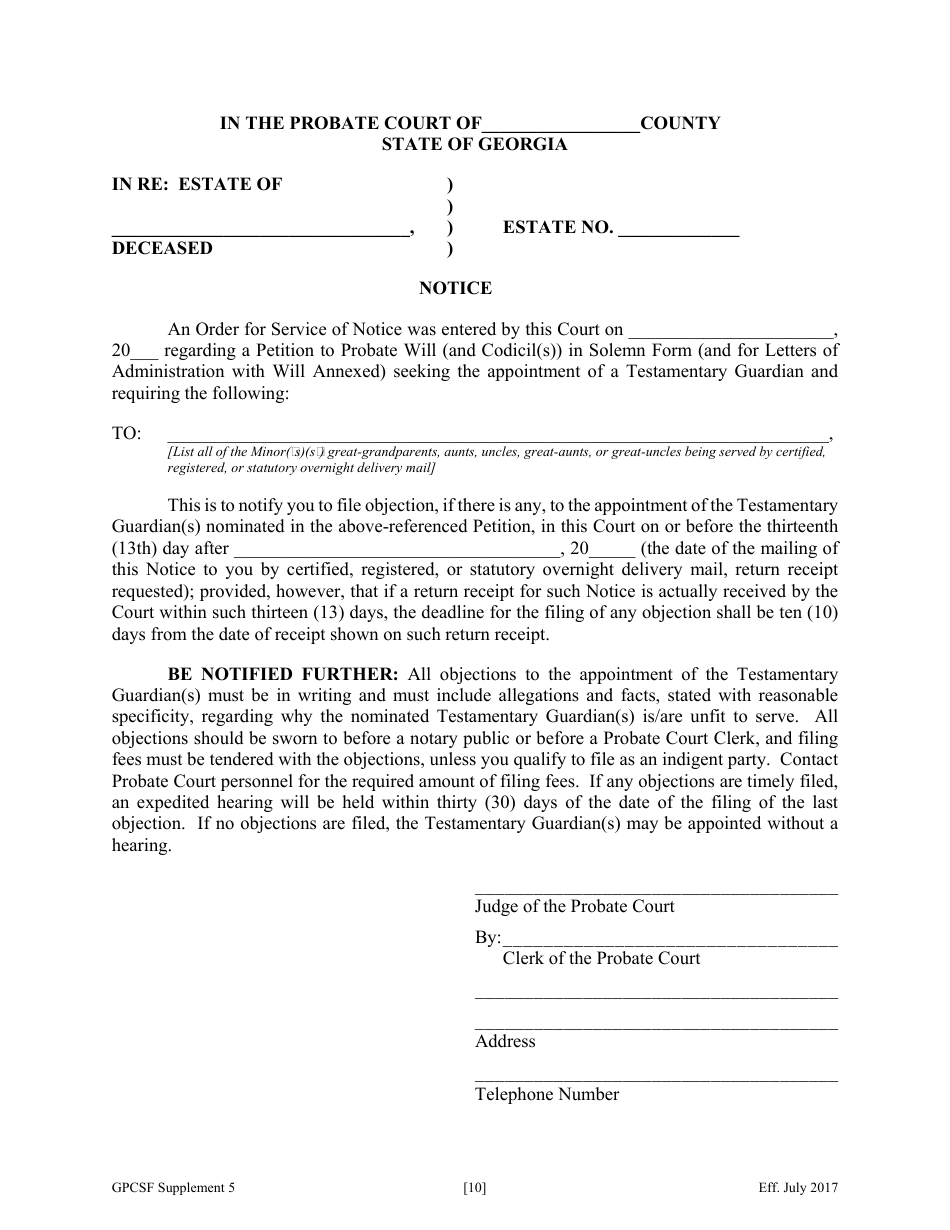 Supplement 5 Supplement to Petition Seeking Appointment as Testamentary Guardian - Georgia (United States), Page 11