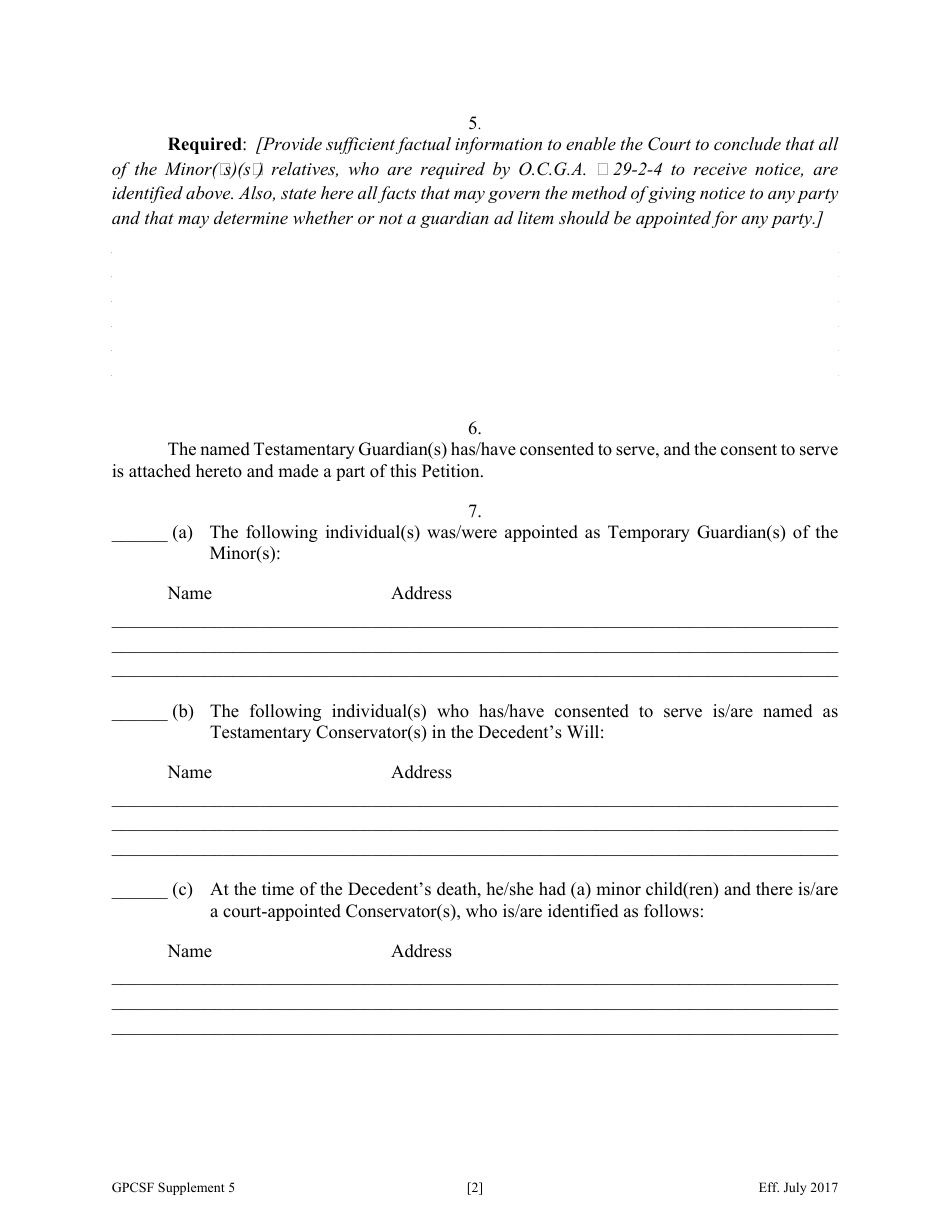 Georgia (United States) Supplement to Petition Seeking Appointment as ...