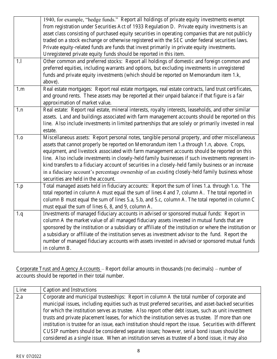 Instructions for Fiduciary and Related Services Report - South Dakota, Page 8