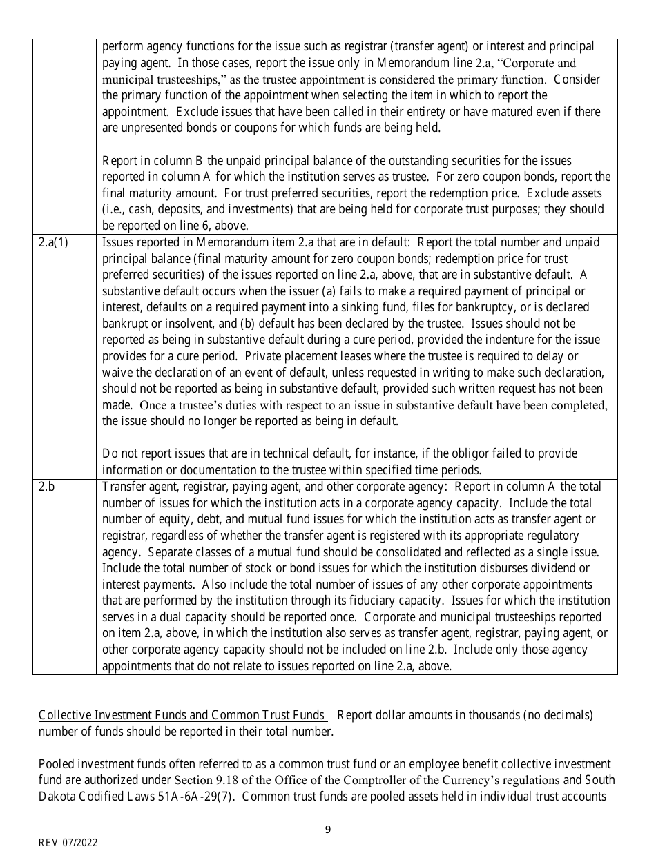 Instructions for Fiduciary and Related Services Report - South Dakota, Page 9