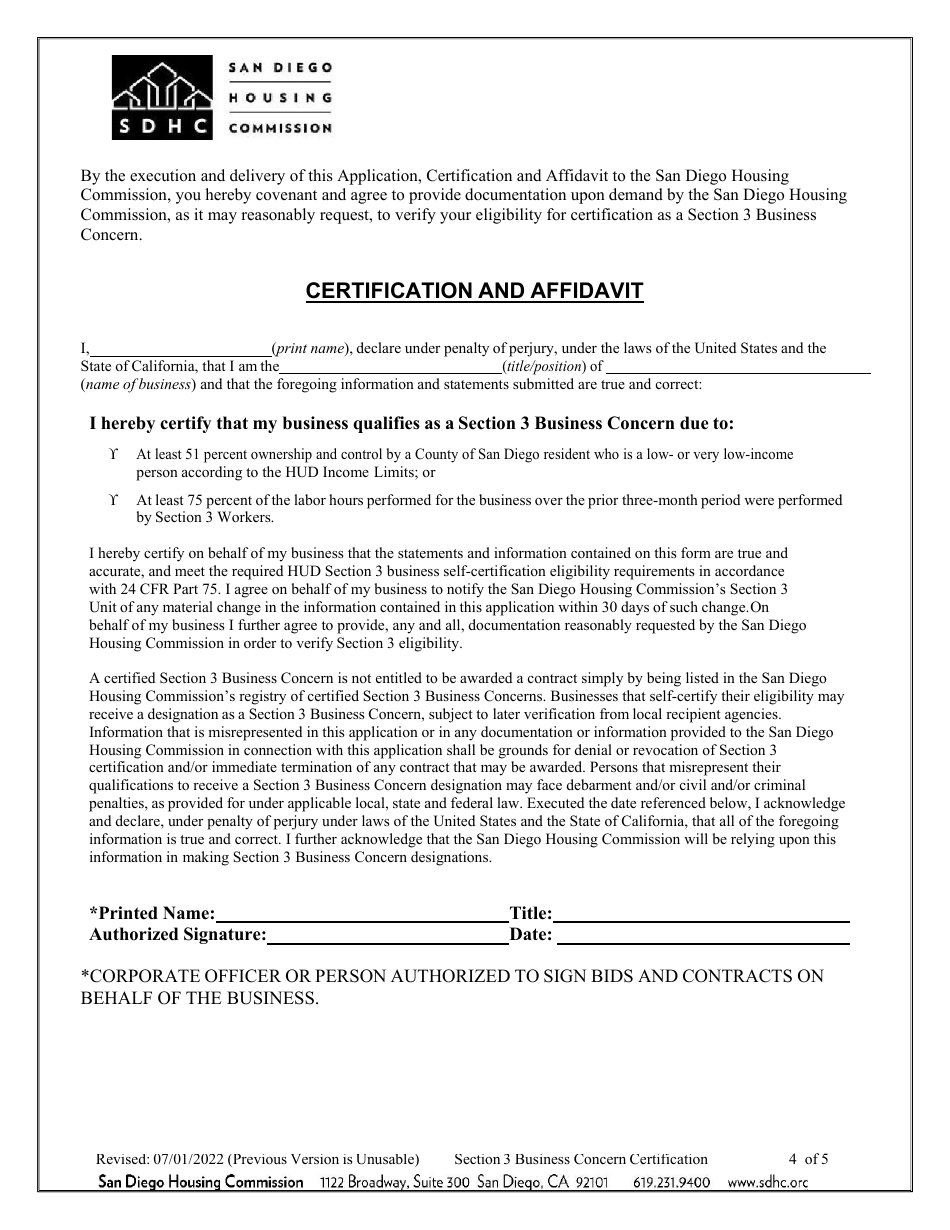 Section 3 Business Concern Certification - City of San Diego, California, Page 4
