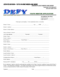 Document preview: Youth Mentor Application - Drug Education for Youth - Virgin Islands