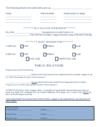 Summer Camp Application - Police Athletic League - Virgin Islands, Page 2