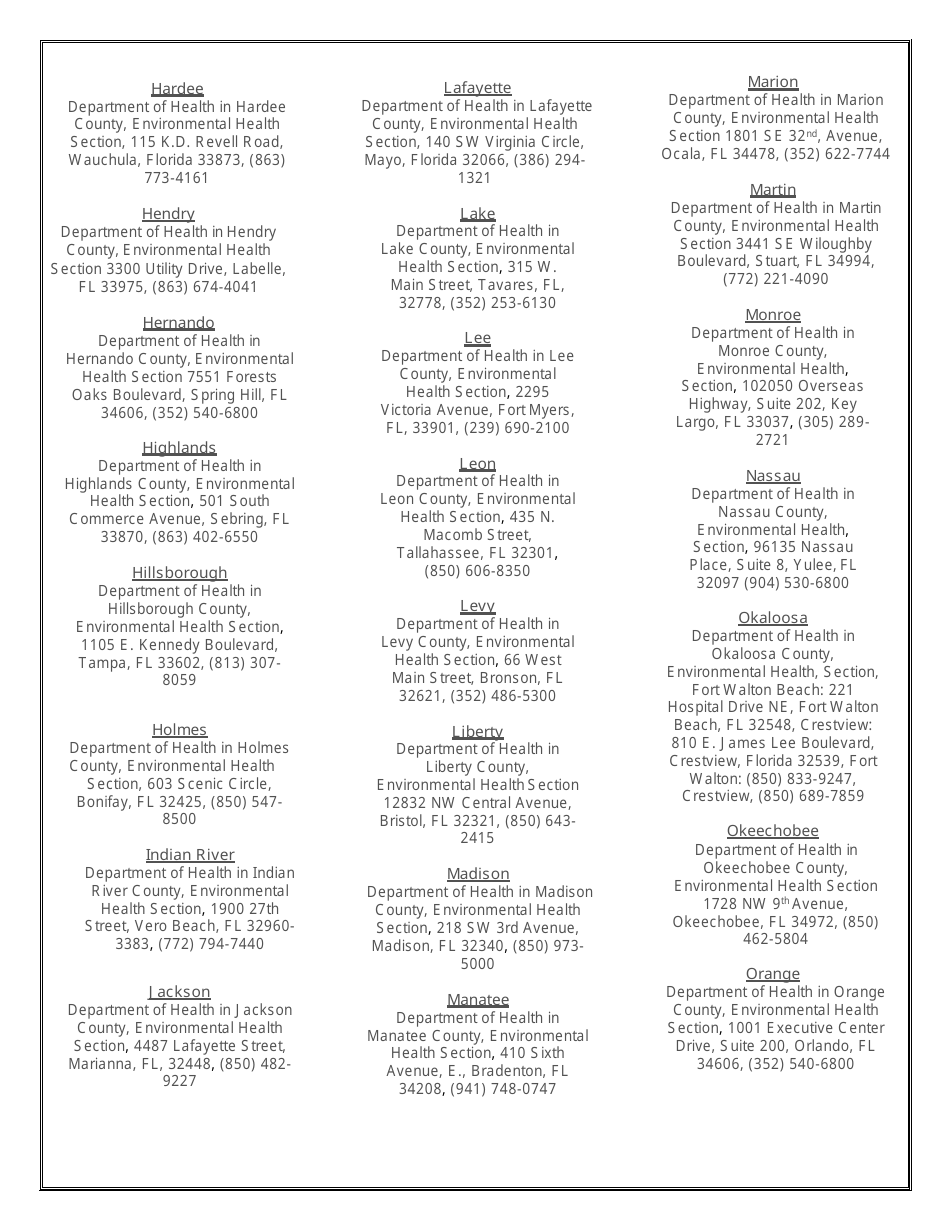 DH Form 4037 Application for Mobile Home Park, Mobile Home Park Housing Migrant Farmworkers, Lodging Park, Recreational Vehicle Park and Recreational Camp - Florida, Page 3