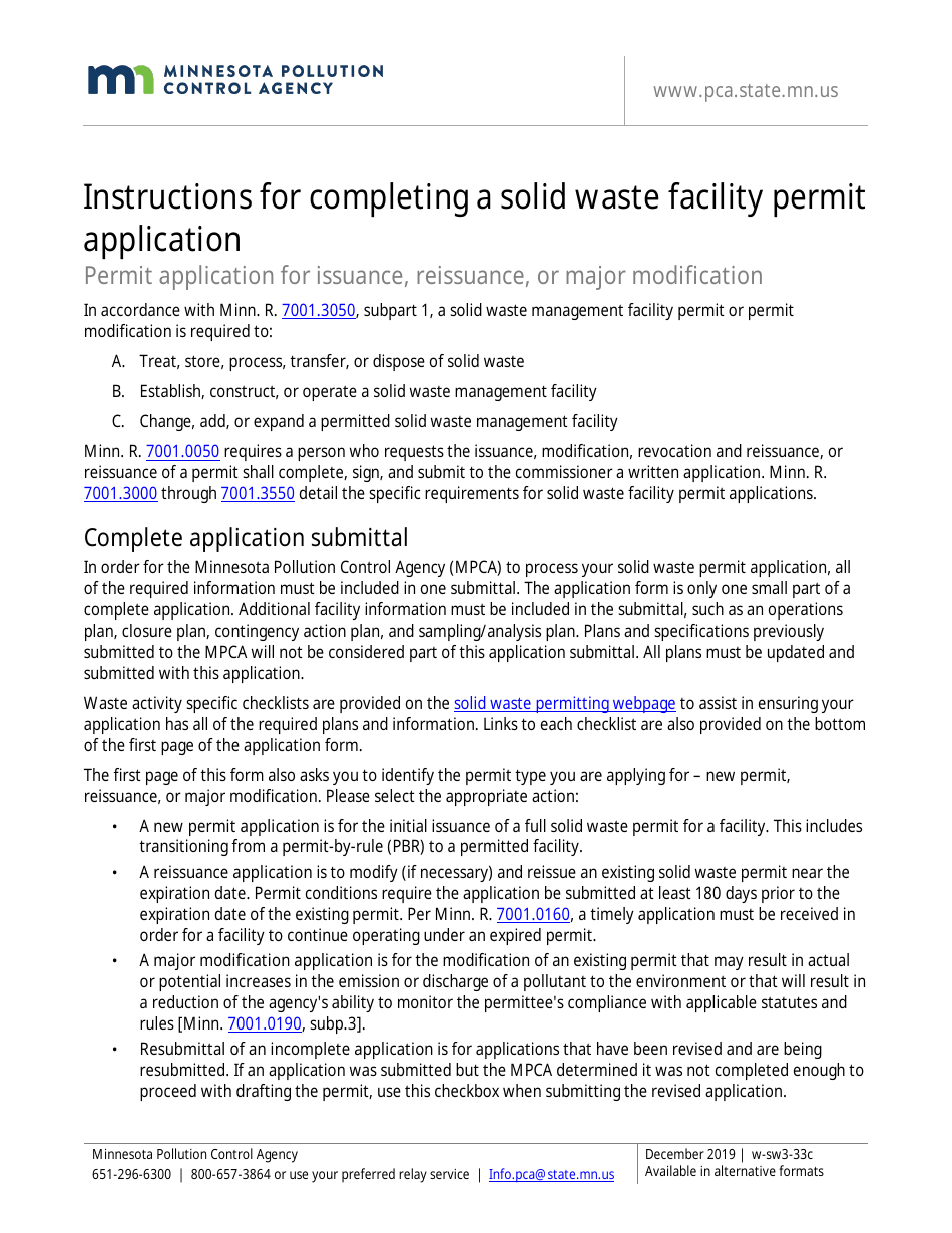 Download Instructions for Form w-sw3-33, w-sw3-33A, w-sw3-33B PDF ...