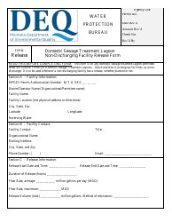 Document preview: Form RELEASE Domestic Sewage Treatment Lagoon Non-discharging Facility Release Form - Montana