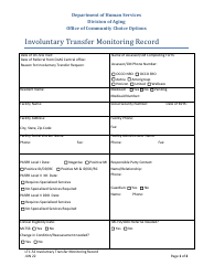 Document preview: Form LTC-52 Involuntary Transfer Monitoring Record - New Jersey