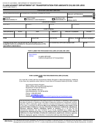 Form LD-0274 Claim Against Department of Transportation for Amounts $10,000 or Less - California, Page 2