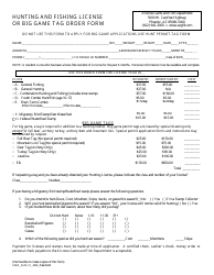 Document preview: Hunting and Fishing License or Big Game Tag Order Form - Arizona