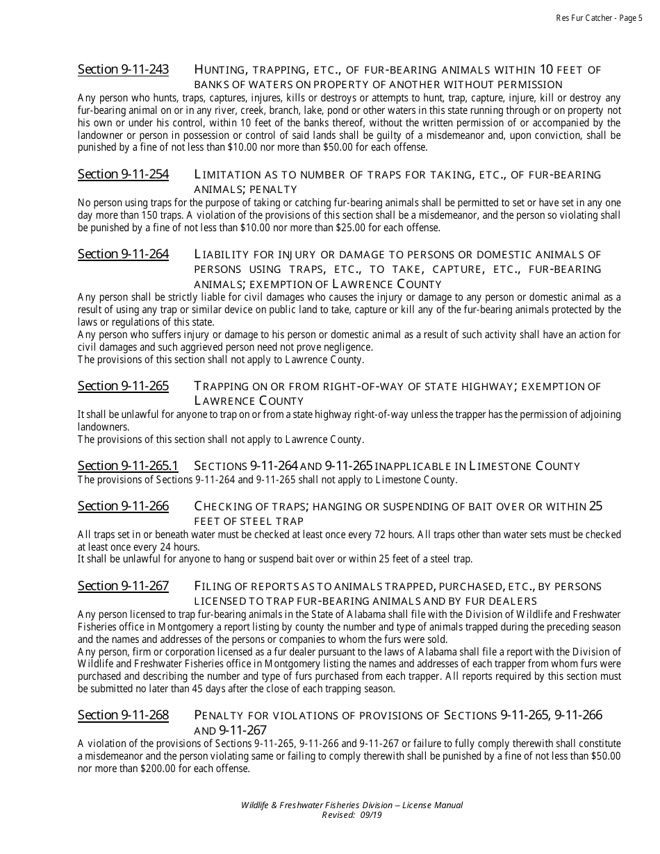 Fur Catcher License - Resident - Alabama, Page 5