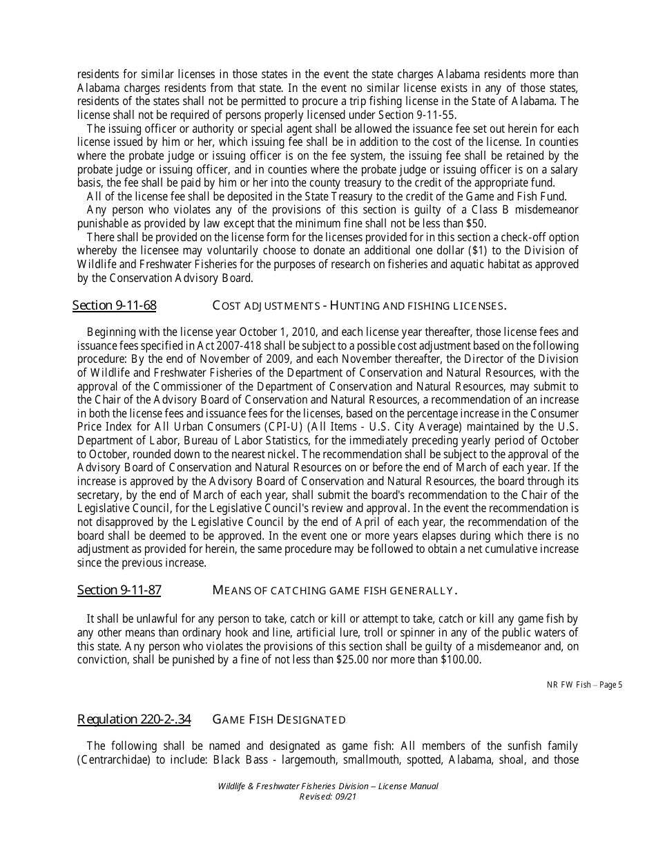 Freshwater Fishing License - Non-resident - Alabama, Page 5