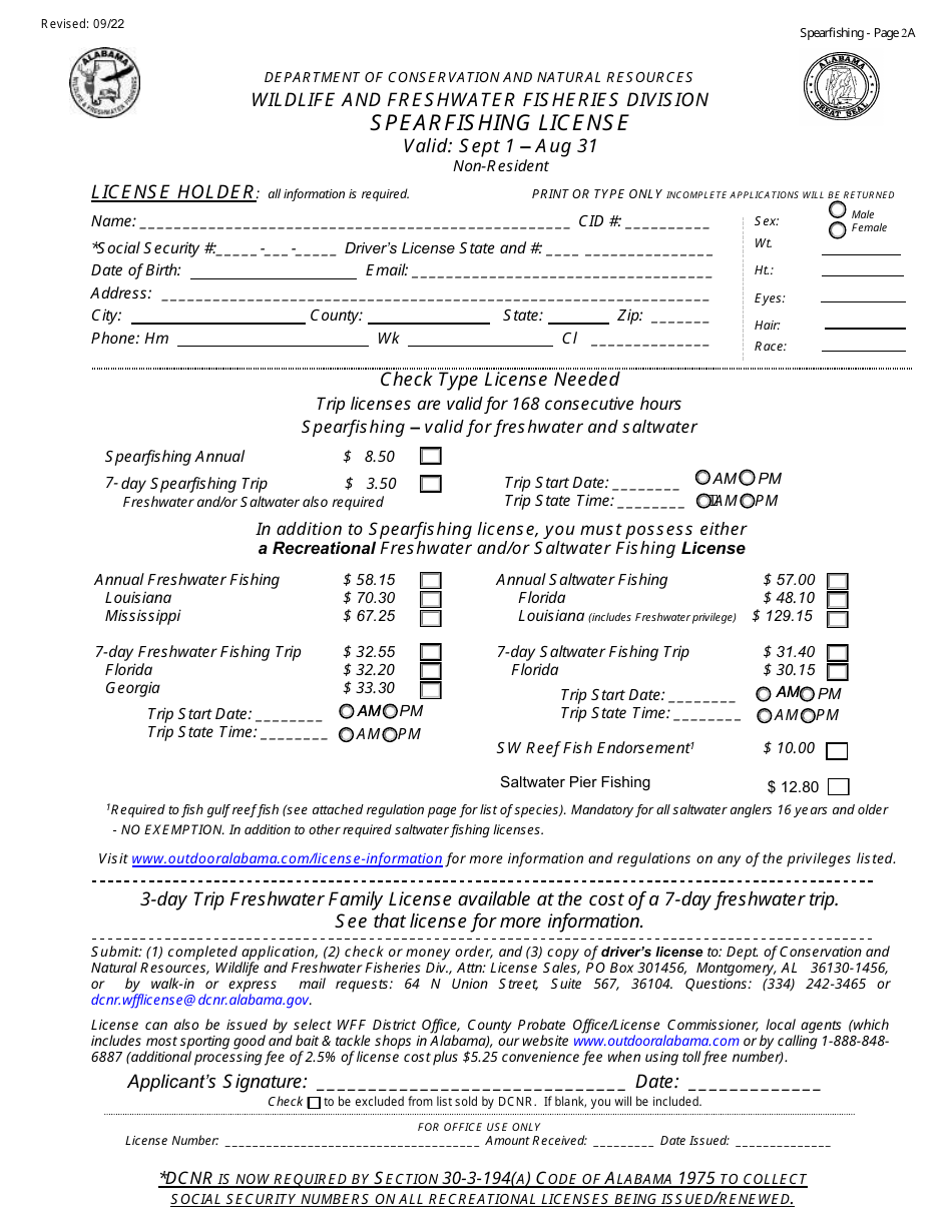 Spearfishing License - Non-resident - Alabama, Page 2