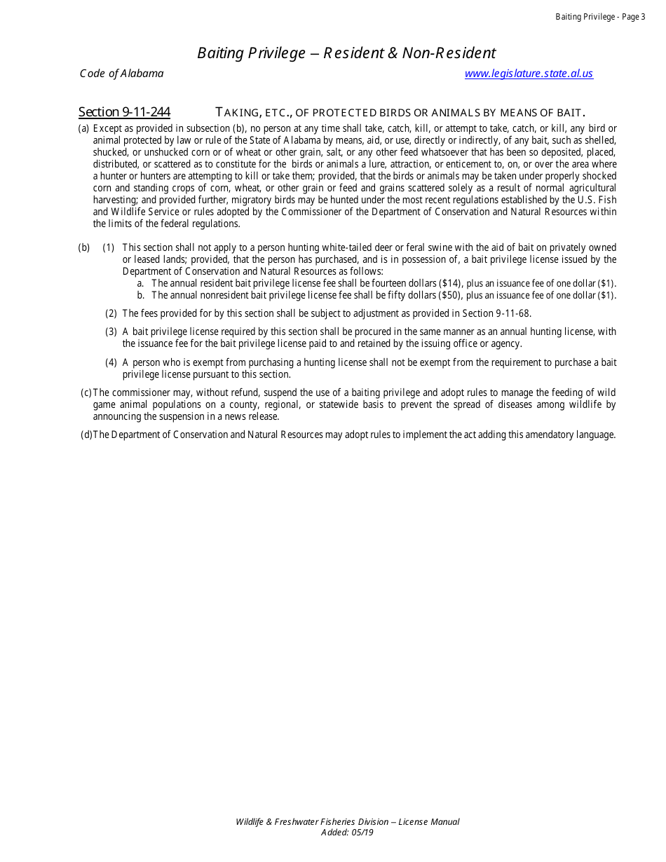 Bait Privilege License - Resident / Non-resident - Alabama, Page 4