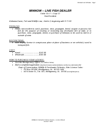 Document preview: Minnow and/or Live Fish License - Non-resident - Alabama