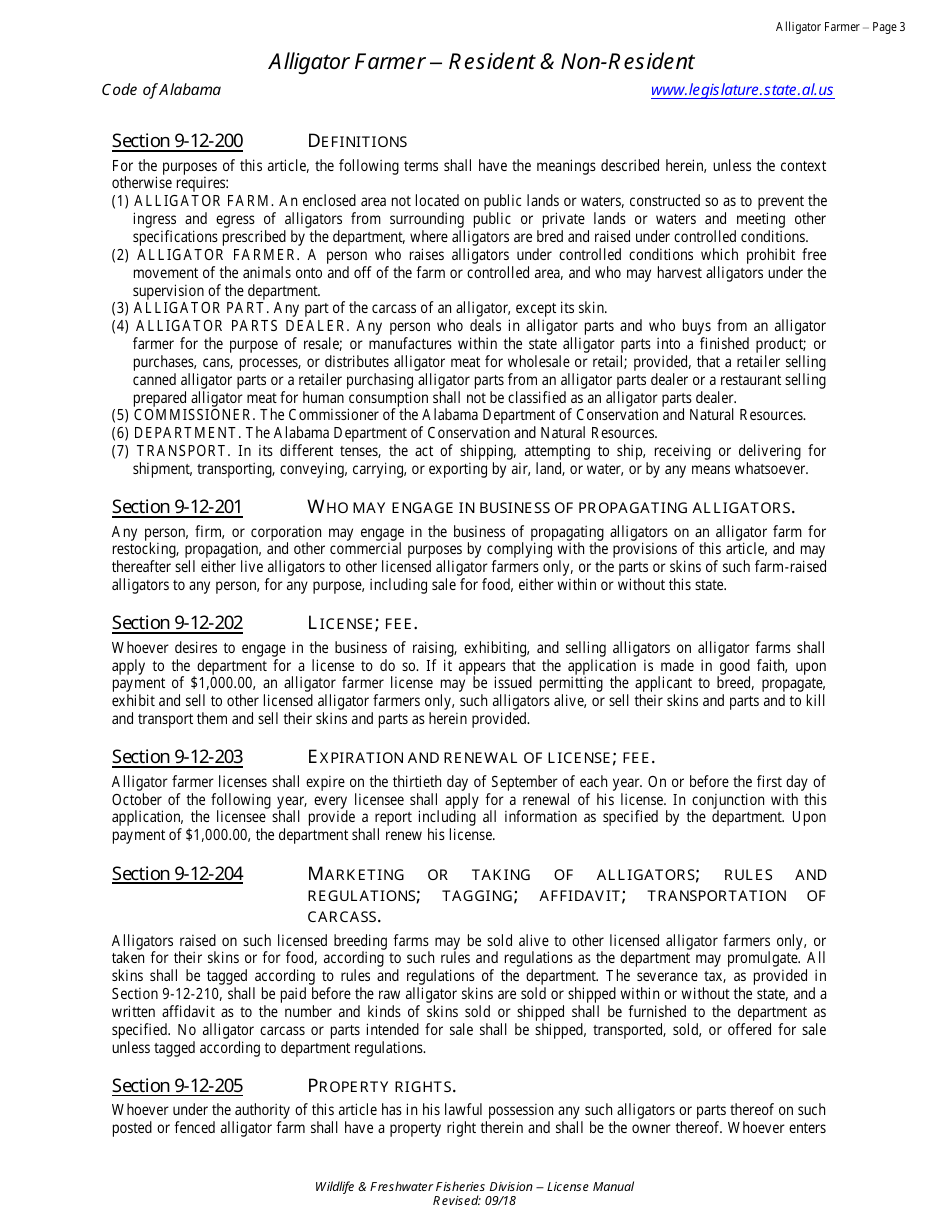 Alligator Farmer License - Resident - Non-resident - Alabama, Page 3